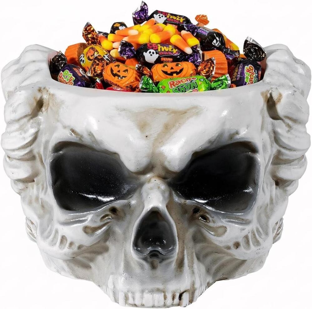 Halloween Skull Candy Bowl Halloween Decor Candy Dish Skeleton Head 4.3" x 4.2"